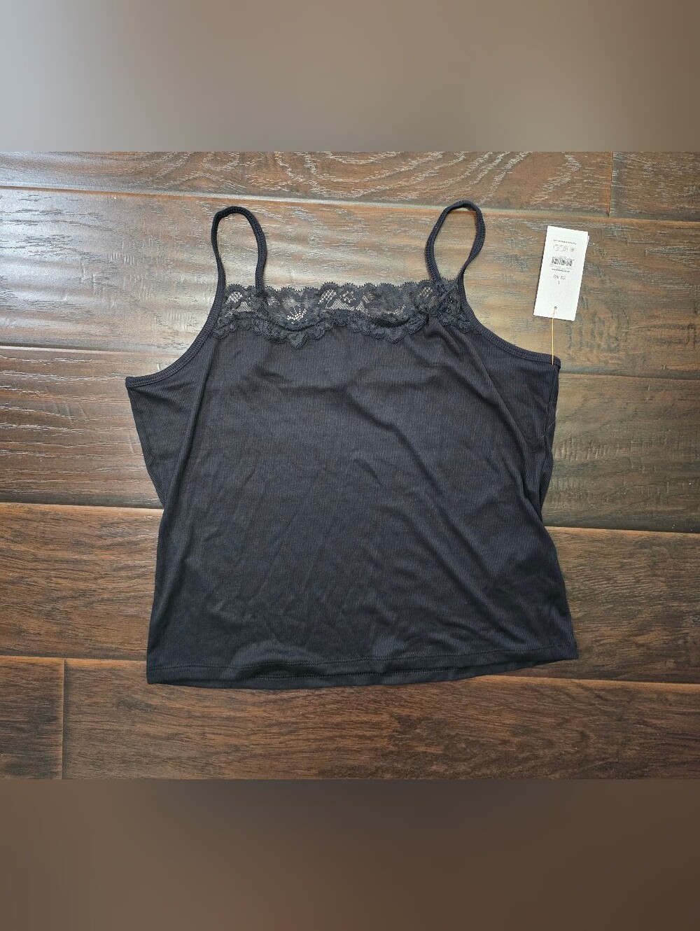 NWT Joyspun Black Lace Spaghetti Strap Sleep Cami Tank Top Large